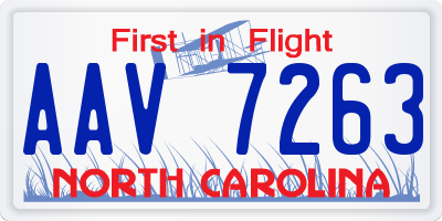 NC license plate AAV7263