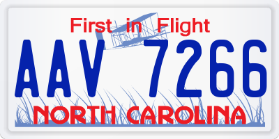 NC license plate AAV7266