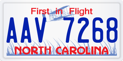 NC license plate AAV7268
