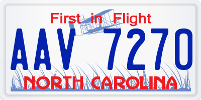 NC license plate AAV7270