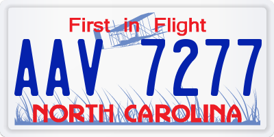 NC license plate AAV7277