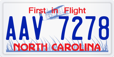 NC license plate AAV7278
