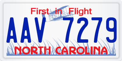 NC license plate AAV7279
