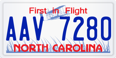 NC license plate AAV7280