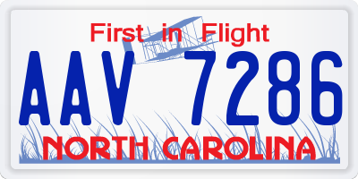 NC license plate AAV7286