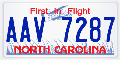 NC license plate AAV7287