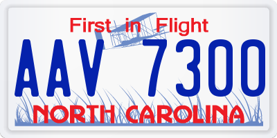 NC license plate AAV7300