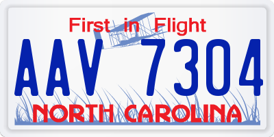 NC license plate AAV7304