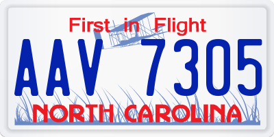 NC license plate AAV7305