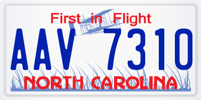 NC license plate AAV7310