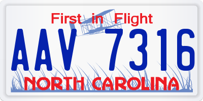 NC license plate AAV7316