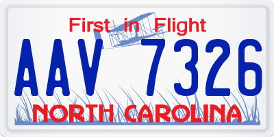 NC license plate AAV7326