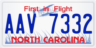 NC license plate AAV7332