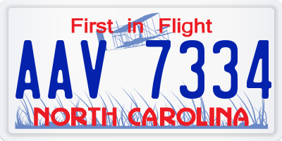 NC license plate AAV7334