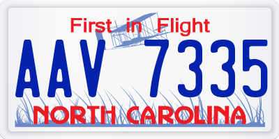 NC license plate AAV7335