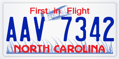 NC license plate AAV7342
