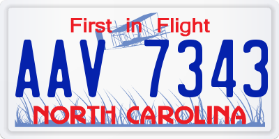 NC license plate AAV7343