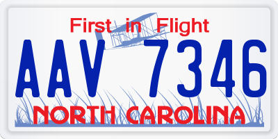 NC license plate AAV7346