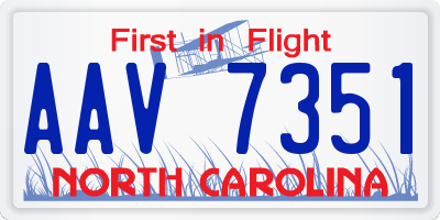 NC license plate AAV7351