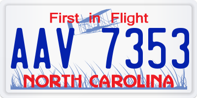 NC license plate AAV7353