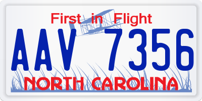 NC license plate AAV7356