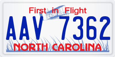 NC license plate AAV7362