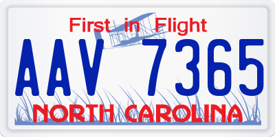 NC license plate AAV7365
