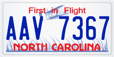 NC license plate AAV7367