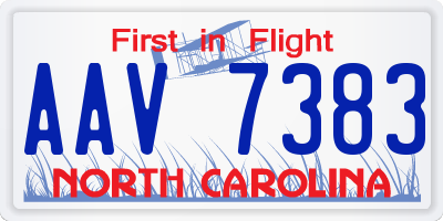 NC license plate AAV7383