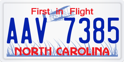 NC license plate AAV7385