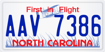 NC license plate AAV7386