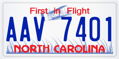NC license plate AAV7401