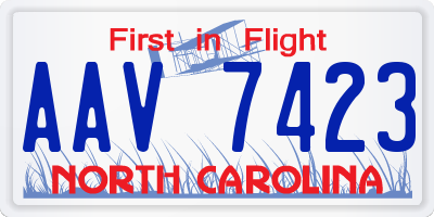 NC license plate AAV7423