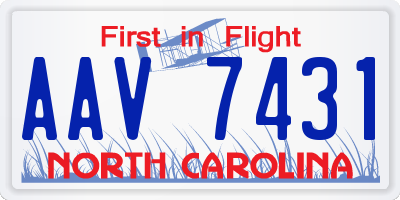 NC license plate AAV7431