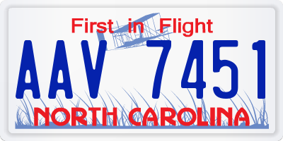NC license plate AAV7451