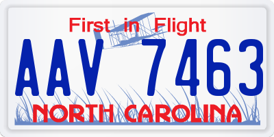 NC license plate AAV7463
