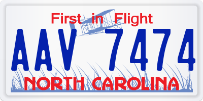 NC license plate AAV7474
