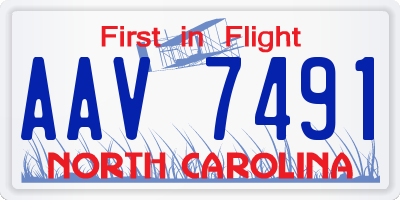 NC license plate AAV7491