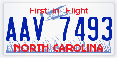 NC license plate AAV7493
