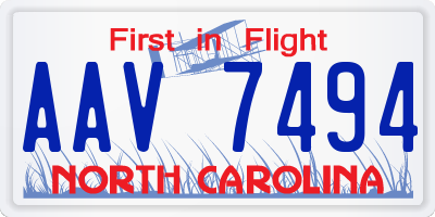 NC license plate AAV7494