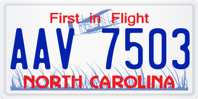 NC license plate AAV7503
