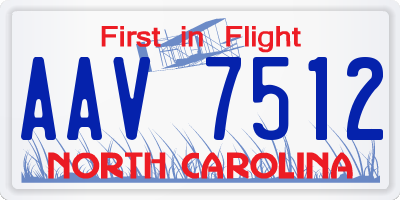 NC license plate AAV7512