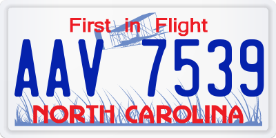 NC license plate AAV7539