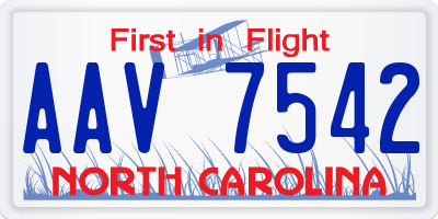 NC license plate AAV7542