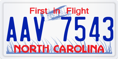 NC license plate AAV7543