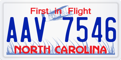 NC license plate AAV7546