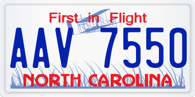 NC license plate AAV7550