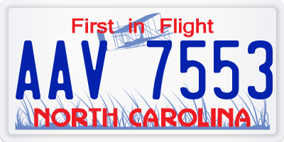 NC license plate AAV7553