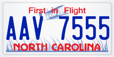 NC license plate AAV7555