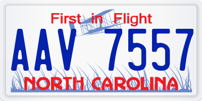 NC license plate AAV7557